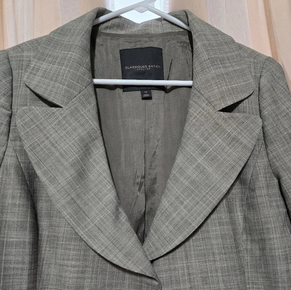 Classiques Entier Atelier Rounded Hem Blazer, Taupe & Beige Plaid, Sz 12, EUC! - Picture 3 of 11